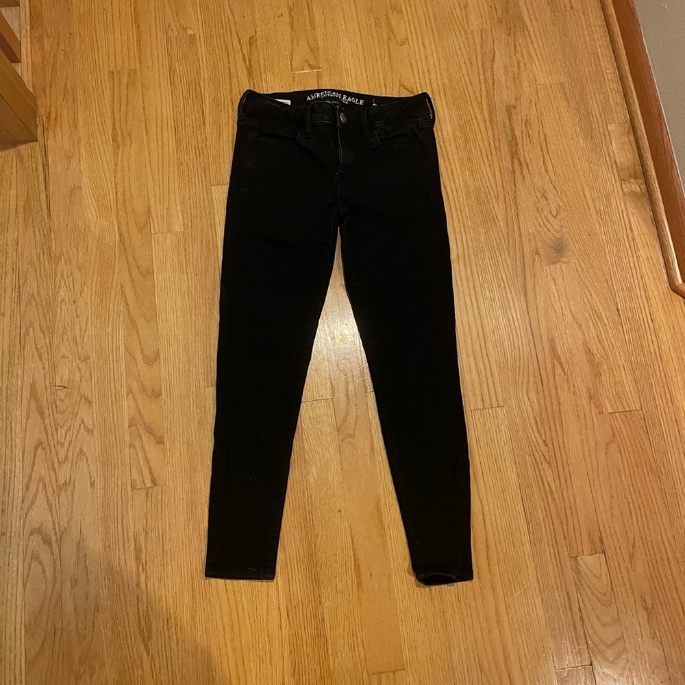 American Eagle Size 4 Solid Black Super Super Stretch X Jeans